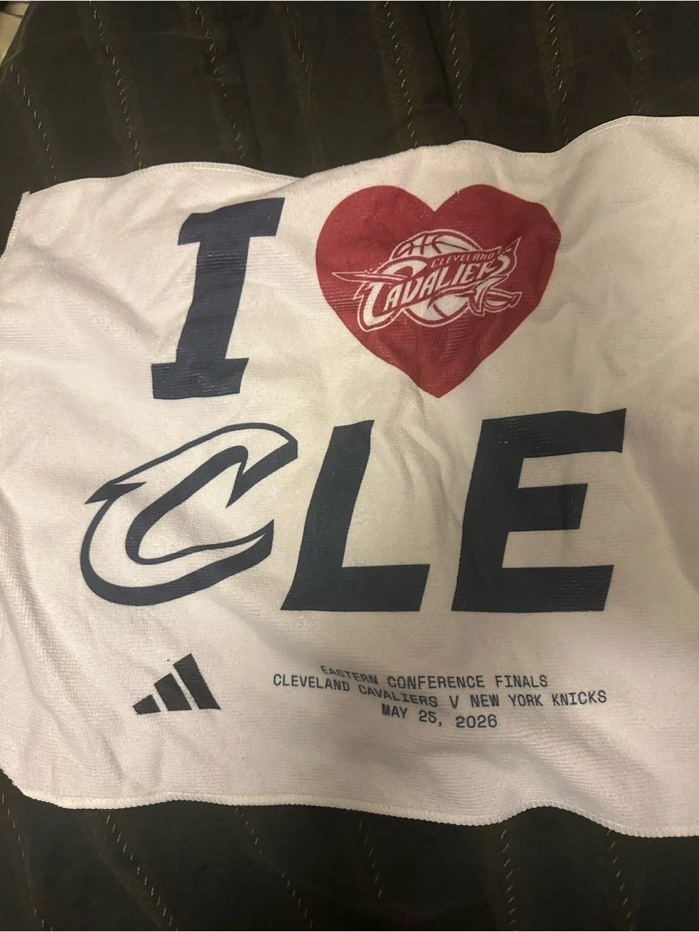 Cleveland Cavaliers vs Knicks playoffs I Heart CLE White rally towel